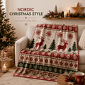 Blanket, Nordic Caribou Snowflake Christmas Flannel Blanket Autumn and Winter Warmth Living Room Sofa Blanket Bedroom Blanket Lunch Break Air Conditioning Blanket