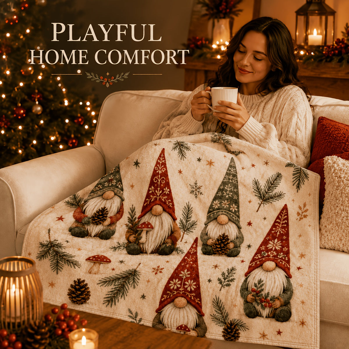 Blanket, Folk Christmas Dwarf Flannel Blanket Autumn And Winter Warm Living Room Sofa Blanket Bedroom Blanket Lunch Break Air Conditioning Blanket