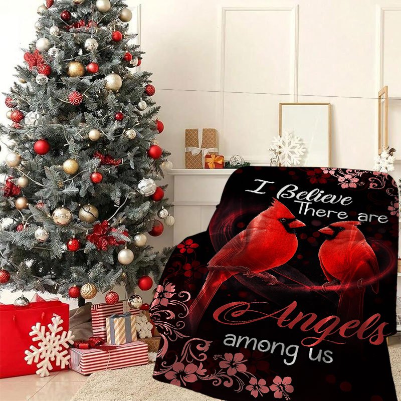 1pc Christmas Cardinal Print Flannel Blanket, Soft And Warm Polyester Fiber Blanket, Multi-Functional Portable Design, Cardinal Style Durable Fabric, Suitable for Sofa, Upholstery, Living Room, Home, Travel