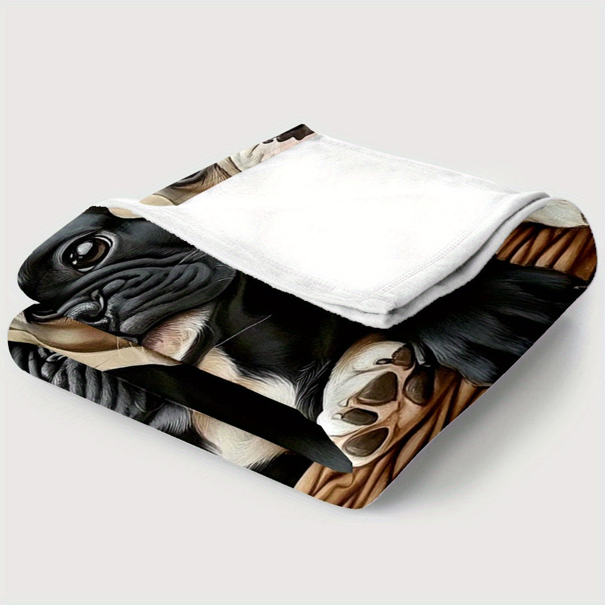 1pc, Adorable Pug Pattern Fleece Blanket, Soft, Comfortable And Warm, Beige And Brown Design, Durable Plush, All-Season Bed Blanket, Warm Cover, Multiple Sizes Available, Suitable for Living Room Sofa, Bedroom Bed, Reading Corner, Leisure Time
