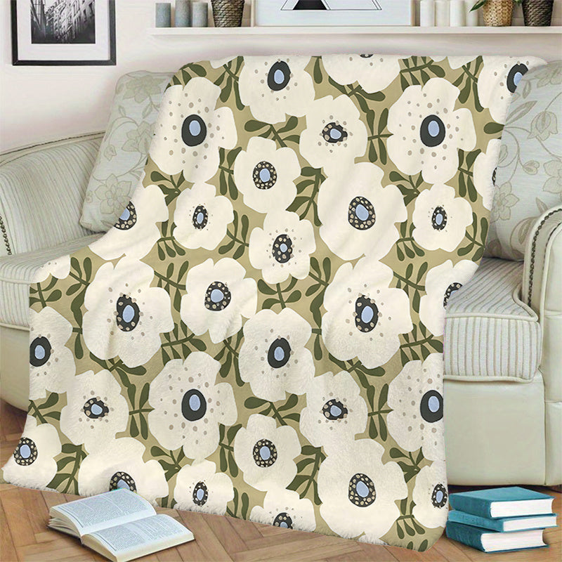 1pc Floral Pattern Blanket, Pastoral Style Design, Soft Plush Surface, Lightweight and Durable Flannel Material, Available in Multiple Sizes, Perfect for Holiday Gatherings, Living Room Lounging, Bedroom Sleep, Study Reading, and Seasonal Home Decor