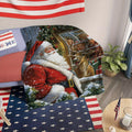 1pc 2D Flat Printing, Santa Claus And Reindeer Pattern Blanket, Soft Fleece Blanket, Red Festive Design, All Seasons, Warm Throw Blanket, Multiple Sizes Available, Suitable for Living Room, Bedroom, Sofa, And Reading Area