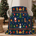 1pc, Santa Claus and Reindeer Pattern Dark Blue Flannel Blanket, Soft, Comfortable, and Warm, Festive Design, Durable Plush Surface, All-Season Universal Sofa Blanket, Warm Cover Blanket, Multiple Sizes Available, Suitable for Living Room Sofas