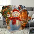 1pc Christmas Snowman And Carrot Flannel Blanket, Red And White Warm-Toned Design, Durable Plush Warm Throw, Suitable for Weekend Sofa Naps, Reading Time, Dormitory Life, Bedroom Bedside Decor