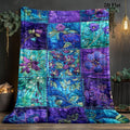 1pc Purple Floral Embroidered Print Blanket, Vintage Art Throw Blanket, Super Warm Soft and Cozy Flannel Blanket, Multiple Sizes Available, Suitable for Living Room Sofa, Bedroom, Leisure Reading, Holiday Decoration