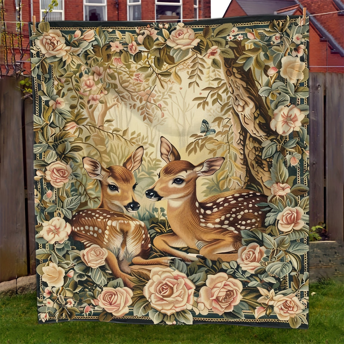 Forest Wild Deer Pattern Gift for Friends Soft Blanket Flannel Blanket 1pc