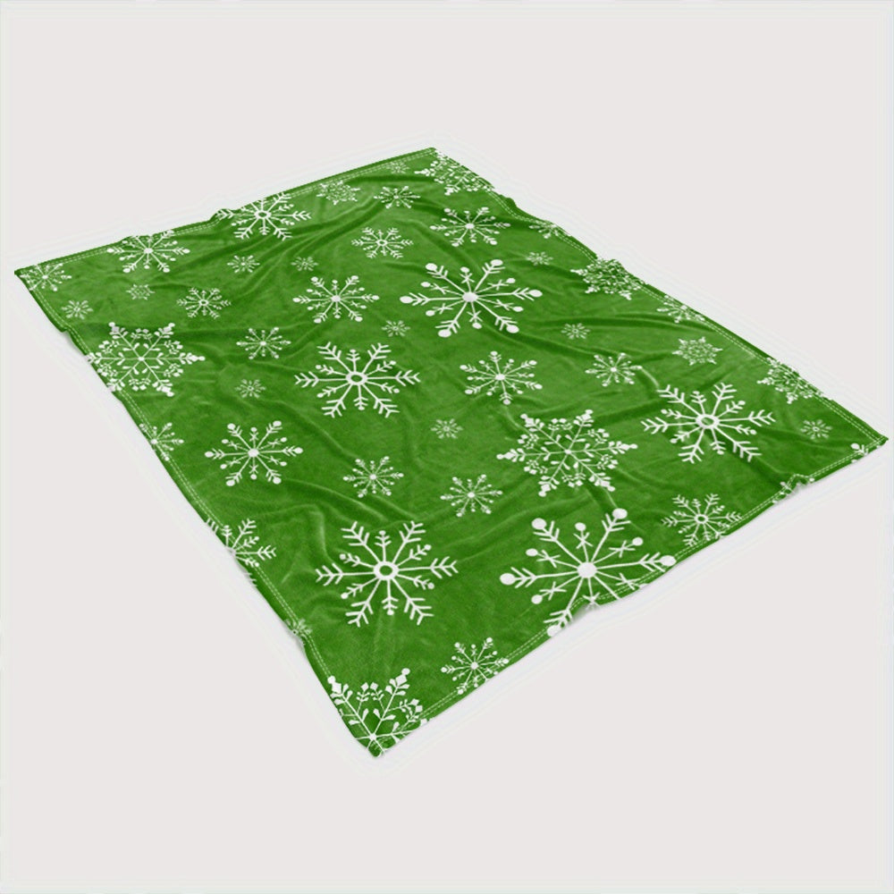 Comfortable Green Christmas Snowflake Throw Blanket - Soft, Warm, and Versatile, Suitable for Sofa, Camping, Office Naps | Suige Home
