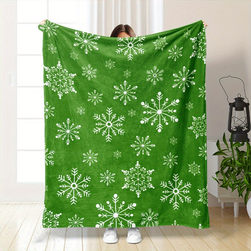 Comfortable Green Christmas Snowflake Throw Blanket - Soft, Warm, and Versatile, Suitable for Sofa, Camping, Office Naps | Suige Home