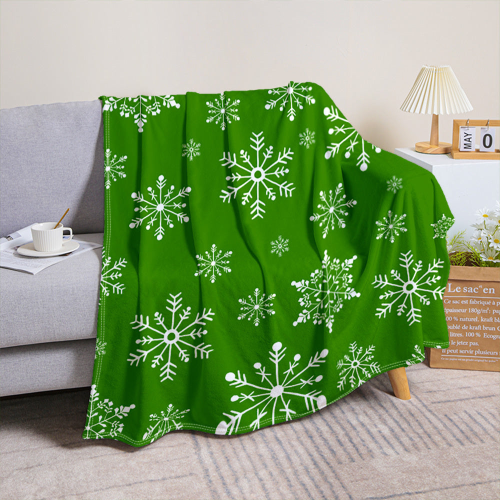 Comfortable Green Christmas Snowflake Throw Blanket - Soft, Warm, and Versatile, Suitable for Sofa, Camping, Office Naps | Suige Home