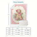 Christmas Pink Gingerbread for Man Cookie Winter Flannel Blanket, Digitally Printed Sofa Throw, Air Conditioning Blanket, Nap Blanket, Double-Sided Plush Gift Blanket