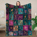 1pc Retro Floral Patchwork Printed Blanket, Ethnic Style Throw, Ultra-Warm And Soft, Flannel Blanket, Multi-Size Available, Suitable for Living Room, Bedroom, Sofa, Bedside