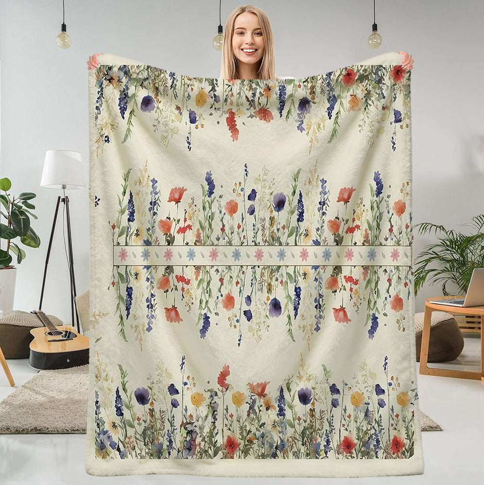 1pc Floral Pattern Blanket, Pastoral Style Design, Soft Plush Surface, Lightweight and Durable Flannel Material, Available in Multiple Sizes, Perfect for Holiday Gatherings, Living Room Lounging, Bedroom Sleep, Study Reading, and Seasonal Home Decor