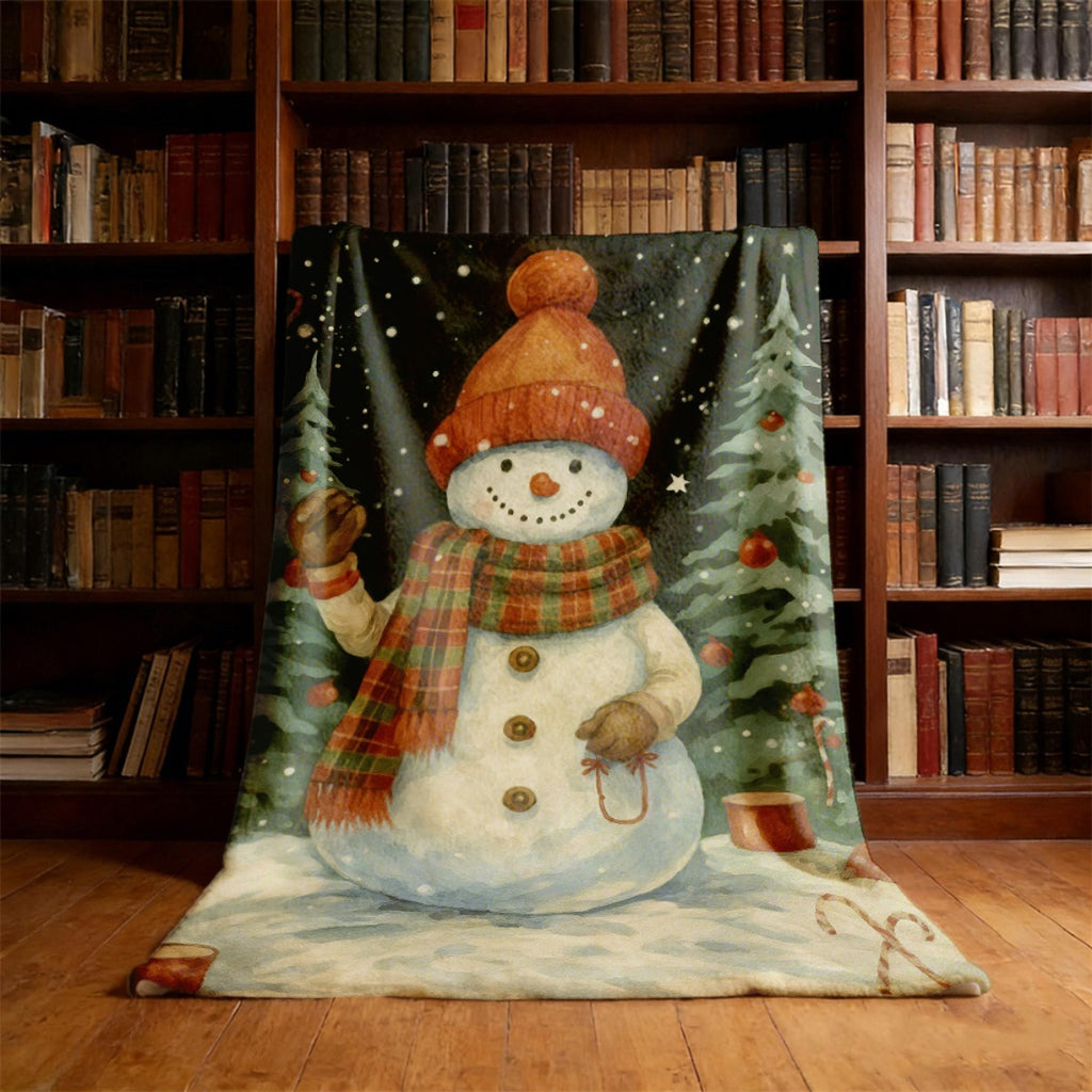 1pc Snow Patterned Blanket, Christmas Print Design, Body Cover Blanket, Soft Fleece Plush Surface, Lightweight And Durable, Multiple Sizes Available, Suitable for Holiday Decor, Living Room Leisure, Study Reading, Bedroom Warmth