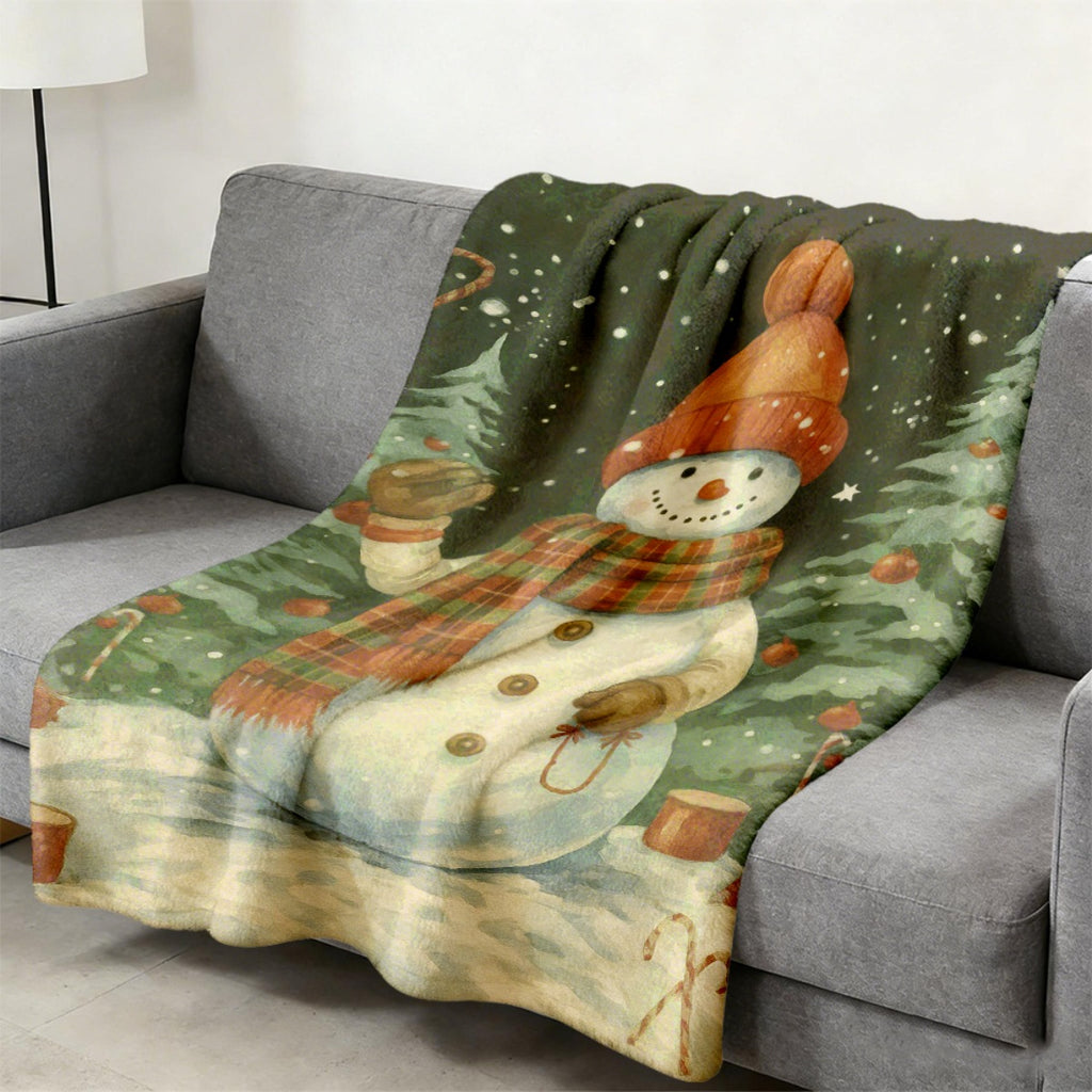1pc Snow Patterned Blanket, Christmas Print Design, Body Cover Blanket, Soft Fleece Plush Surface, Lightweight And Durable, Multiple Sizes Available, Suitable for Holiday Decor, Living Room Leisure, Study Reading, Bedroom Warmth