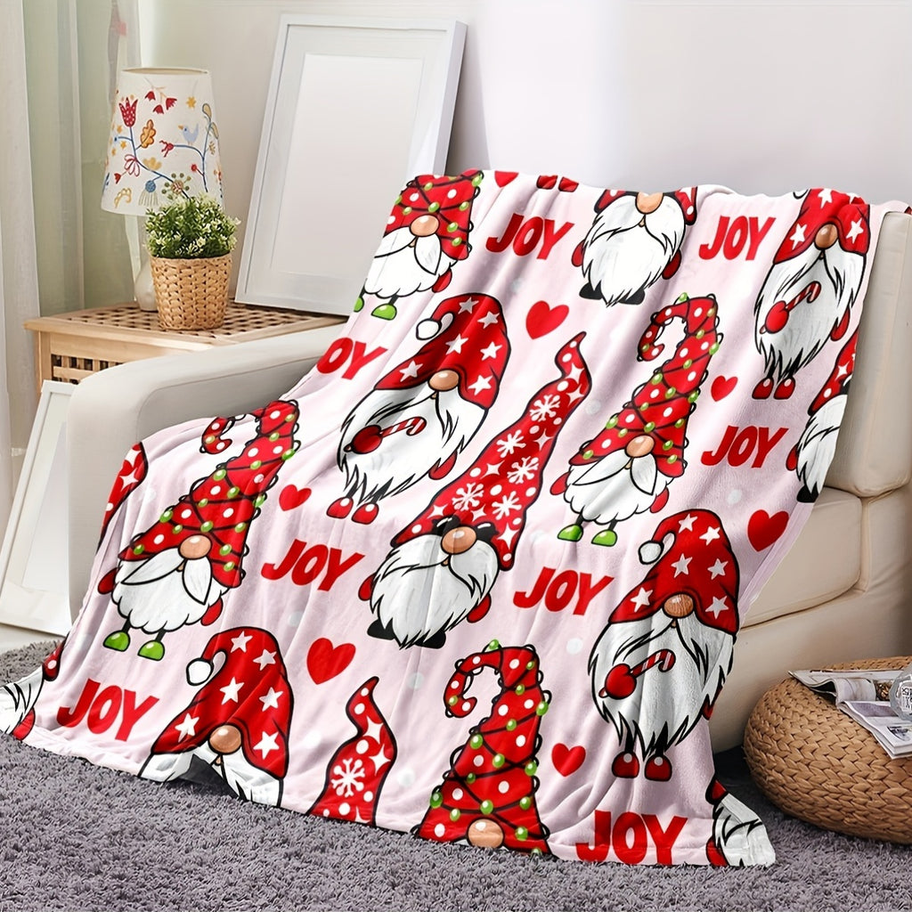 1pc 2D Printed Fleece Christmas Theme Blanket, Red Elf Print Design - Soft, Warm, And Comfortable, Lightweight And Durable, Multiple Sizes Available, Ideal for Christmas, Living Room Leisure, Bedroom Warmth, Holiday Gift, All-Season Versatile Gift