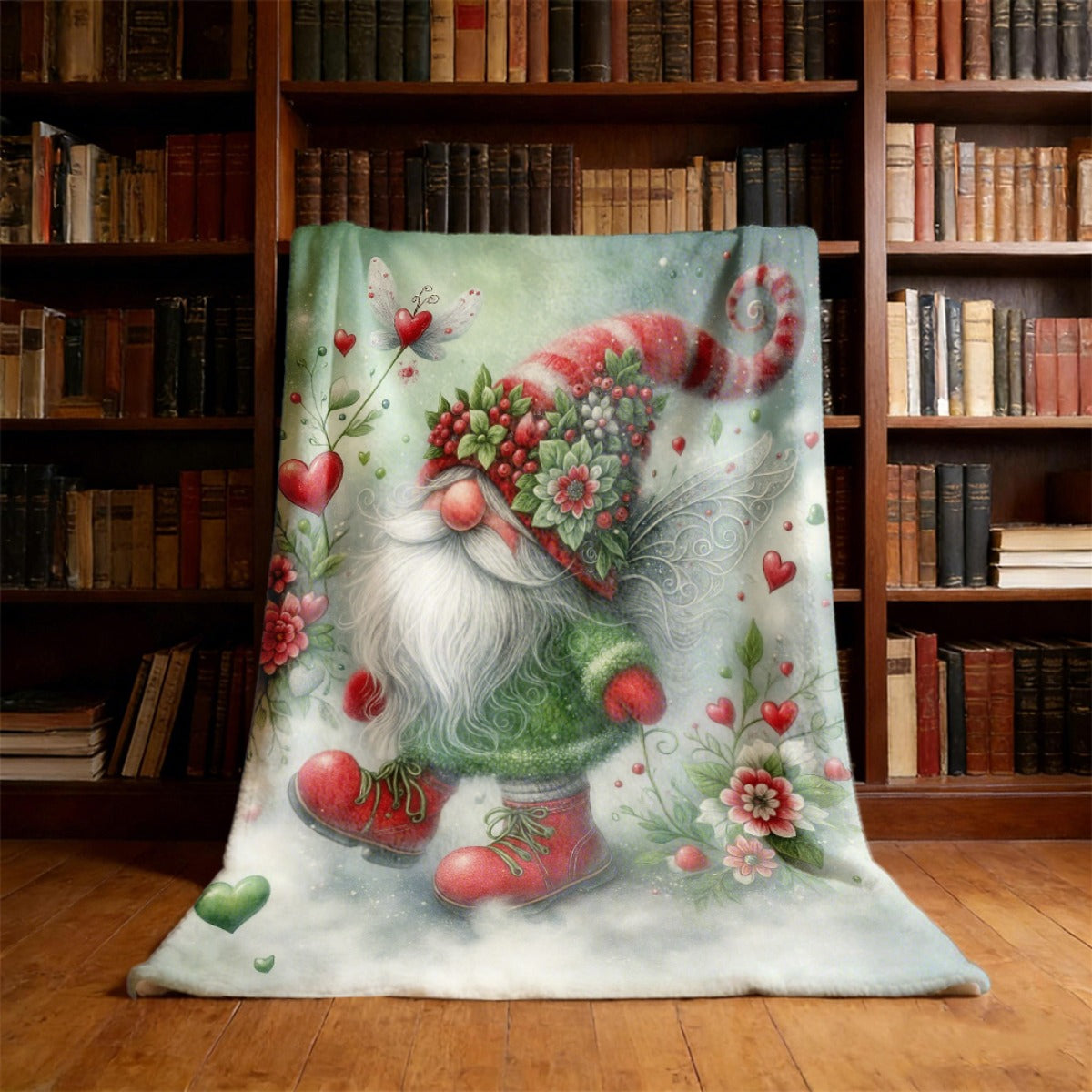 1 Christmas Elf Blanket, Red Hat Print Design, Full-body Throw Blanket, Soft Flannel Plush Surface, Lightweight and Durable, Multiple Sizes Available, Suitable for Holiday Decoration, Study Reading, Living Room Leisure, and Bedroom Warmth