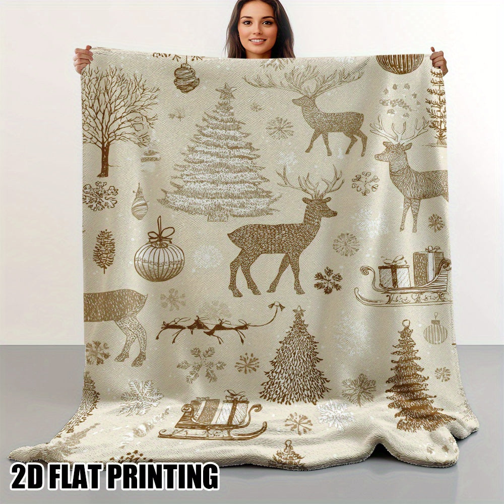 Suede Fun Festival Scene Printed Flannel Blanket - Skin-Friendly And Multi-Purpose, Suitable for Sofas, Chairs, Outdoors, And All Seasons