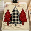 1pc of Christmas Red and Black Plaid with Snowflake Pattern Cream Beige Flannel Blanket, Featuring a Festive and Cozy Design, Soft Plush Surface for All Seasons, Suitable for Reading Time, Dorm Life, and Weekend Naps on the Sofa