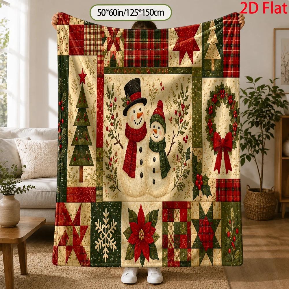 2D Flat 280Gsm Holiday Plush Blanket, Comfortable Winter Blanket, Perfect Office Nap Blanket, Lightweight And Universal for All Seasons, Ideal Sofa Blanket, Warm And Comfortable Gift for Family And Friends, Small Blanket