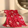 Holiday Reindeer and Snowflake Flannel Blanket - Bright Red with White Dots, Soft and Cozy Christmas Decoration, All-Season Warmth, Perfect Gift for Home and Holidays, Reindeer Christmas Decor, Festive Home Decor, Fun Pattern, High-Quality Fabric