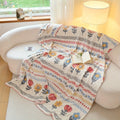 Thin Summer Blanket with Bohemian Cartoon Pattern, Soft, Comfortable, And Breathable. Suitable for Family Bedrooms, Living Room Sofas, Office Lunch Breaks, Travel Outdoor Camping, And Can Be Used As a Multi-Functional Decorative Blanket
