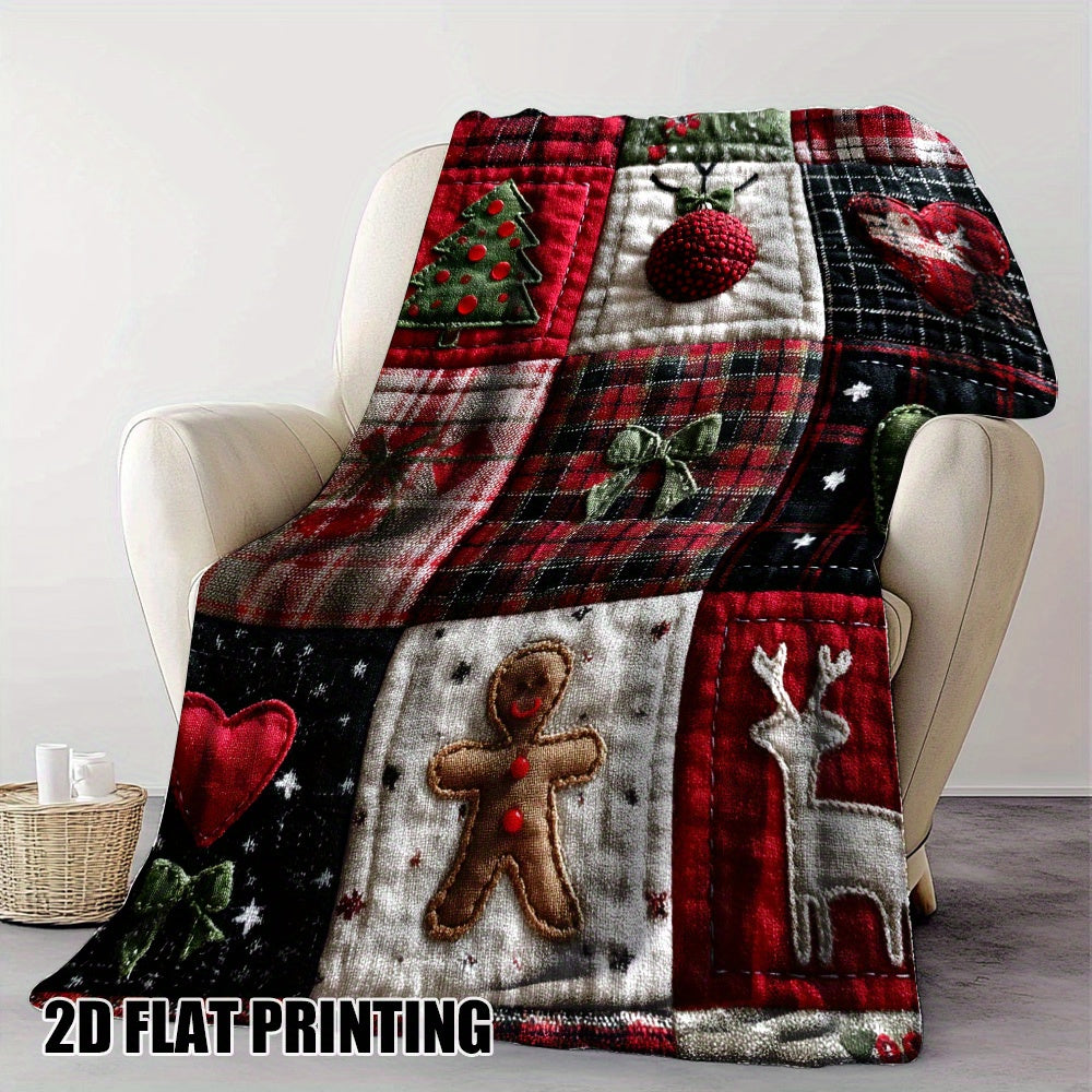 1pc of Merry Christmas Printed Flannel Blanket - Ideal for Relaxing on Sofas and Offices