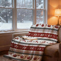2D Flat Printing, 1pc Flannel Christmas Themed Printed Blanket, Red Reindeer and Colorful Ornament Design—Soft, Warm, and Cozy, Lightweight and Durable, Multiple Sizes Available, Perfect for Christmas, Living Room Sofa, Bedroom Couch Cover