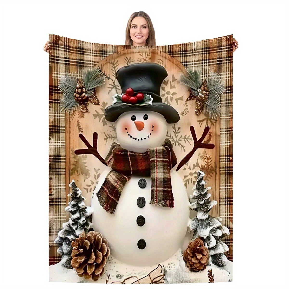 Comfortable Snowman Flannel Blanket, Soft and Durable, Suitable for Sofas, Office Decor, the Perfect Gift for All Seasons