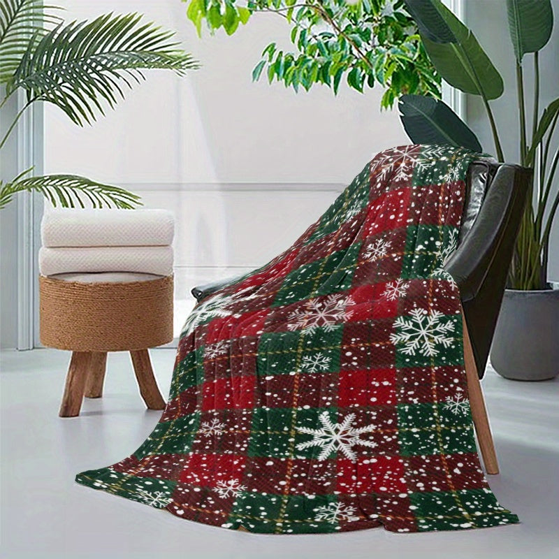 1pc Christmas Style Snowflake Design Blanket, Printed Blanket, Super Soft Shawl Blanket, Comfortable Air Conditioning Blanket, Small Cover Blanket, Lunch Break Blanket, Holiday Gift Blanket, Multipurpose Decorative Blanket