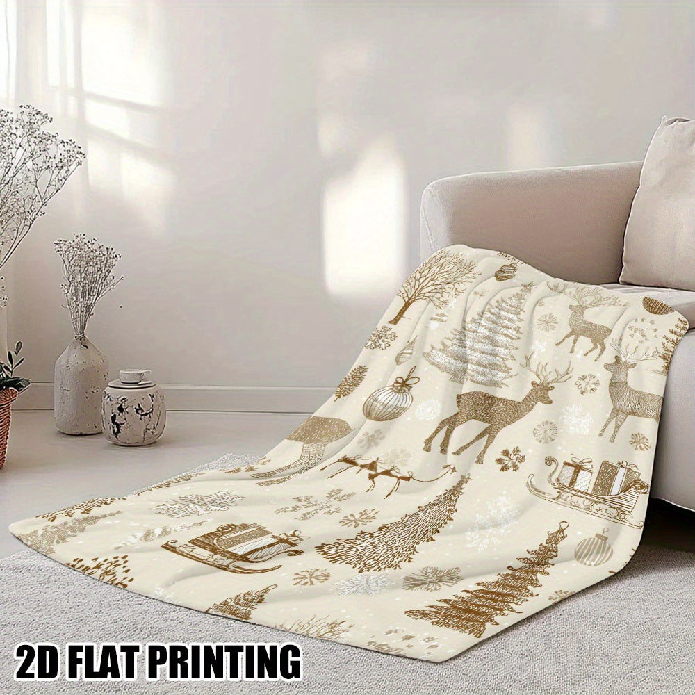 Suede Fun Festival Scene Printed Flannel Blanket - Skin-Friendly And Multi-Purpose, Suitable for Sofas, Chairs, Outdoors, And All Seasons