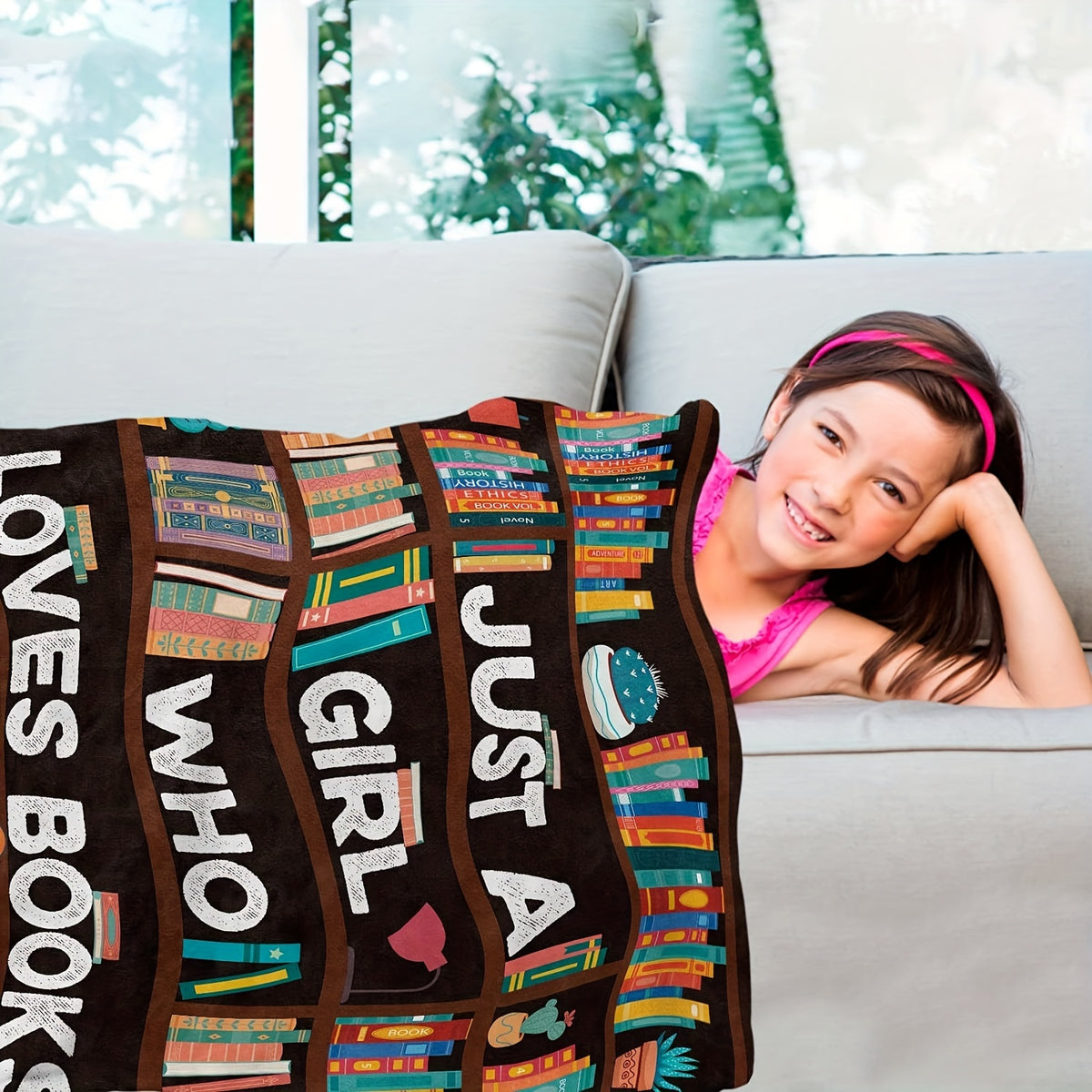 1pc 2D Flat Printing, Bookshelf And Reading Theme Blanket, Soft Fleece Blanket - Dark Brown Design, Suitable for Bedroom, Living Room, Sofa, Bedside, And Casual Reading