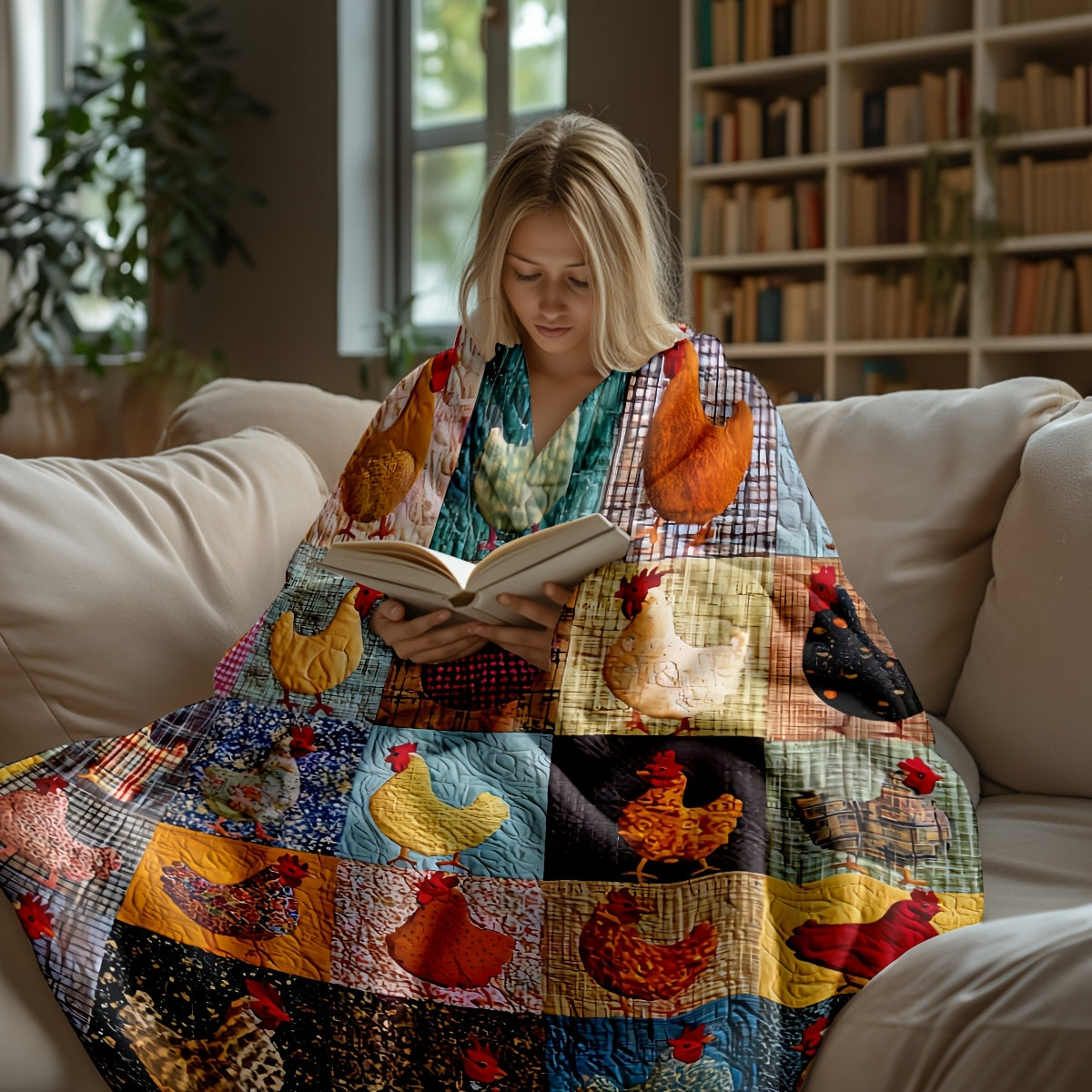 1pc Chicken-Pattern Flannel Blanket, Soft, Comfortable, and Warm, Colorful Vintage Design, Durable Plush Surface, All-Season Bed Blanket, Warm Throw Blanket, Multiple Sizes Available, Suitable for Living Room Sofa, Bedroom Bed, Study Reading