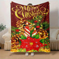 1 Christmas Holiday Blanket, Red Christmas Flower and Pinecone Print Design, Full-body Throw Blanket, Soft Flannel Plush Surface, Lightweight and Durable, Multiple Sizes Available, Suitable for Christmas Decoration, Living Room Leisure
