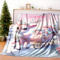 1pc Pink Reindeer Patterned Blanket, Christmas Theme Printed Design, Body Cover Blanket, Soft Fleece Plush, Lightweight And Durable, Multiple Sizes Available, Suitable for Holiday Decor, Living Room Leisure, Bedroom Warmth, Study Reading