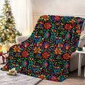 1pc Colorful Floral Patterned Blanket, Ethnic Style Design, Soft Plush Surface, Flannel Material Lightweight And Durable, Multiple Sizes Available, Ideal for Holiday Gatherings, Living Room Leisure, Bedroom Warmth, Study Reading, Seasonal Home Decor