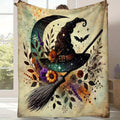 1pc Halloween Wizard Print Blanket, Dark Night Magic Throw Blanket, Super Warm Soft and Cozy Flannel Blanket, Multiple Sizes Available, Suitable for Living Room, Bedroom, Study, Balcony