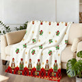 1pc 2D Flat Printing Christmas Nutcracker Blanket, Soft Fleece Blanket - White Background with Red And Green Decor, Multi-Size Available, Suitable for Living Room, Bedroom, Sofa, And Casual Area