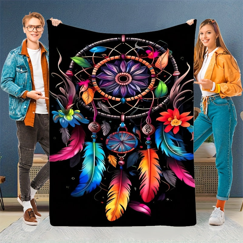 Warm Multicolor Flannel Blanket, Portable Nap Blanket for All Seasons, Warm Blanket for Office, Sofa, Bed, Airplane Car