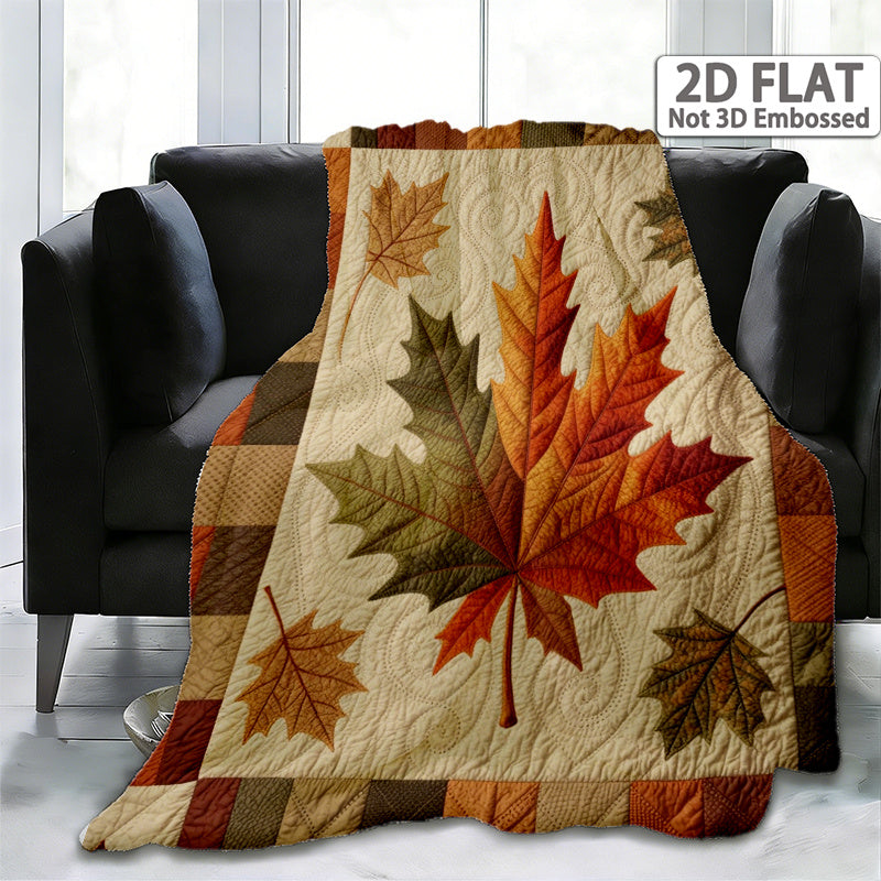 2D Flat, 1pc, Super Soft Flannel Blanket, Maple Leaf Pattern, Soft Blanket, Autumn Style Printing, Suitable for Sofas, Living Rooms, Universal in All Seasons, Halloween, Christmas, Room Decoration, Home Autumn Decorations, 2D Flat