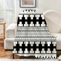 1pc Black and White Geometric Pattern Blanket, Minimalist Style Design, Soft Plush Surface, Lightweight and Durable Flannel Material, Multiple Sizes Available, Perfect for Holiday Gatherings, Living Room Lounging, Bedroom Sleeping, Study Reading