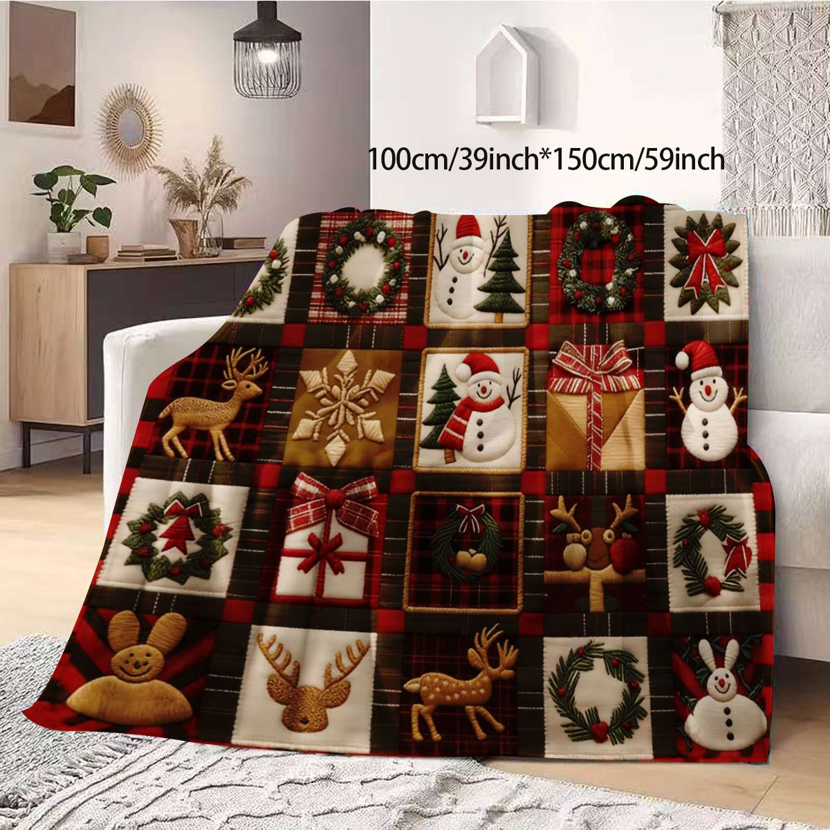 Christmas Blanket, Holiday Design, Soft Suede, Flannel Material Is Light And Durable, Multi-Size Optional, Very Suitable for Festivals, Living Rooms, Bedrooms, Sofas