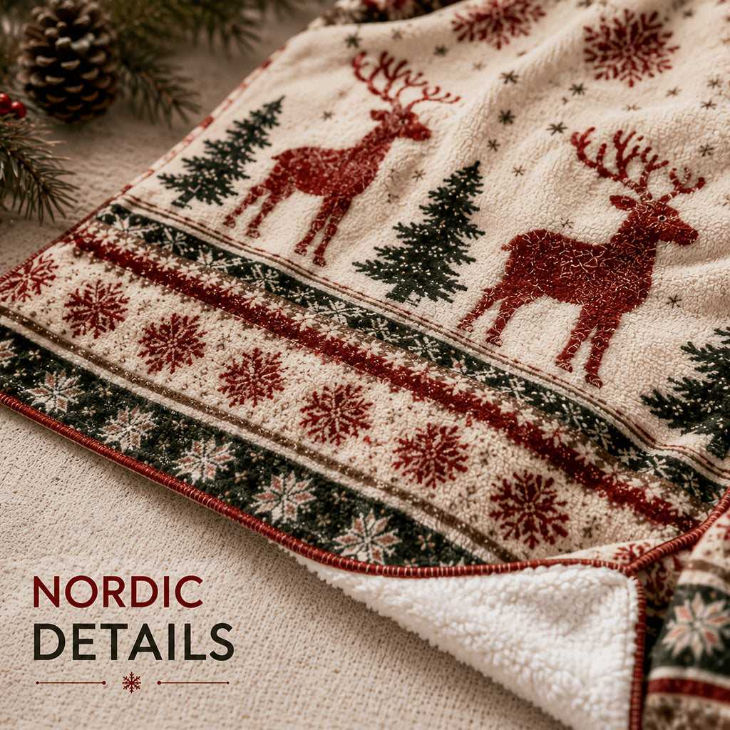 Blanket, Nordic Caribou Snowflake Christmas Flannel Blanket Autumn and Winter Warmth Living Room Sofa Blanket Bedroom Blanket Lunch Break Air Conditioning Blanket
