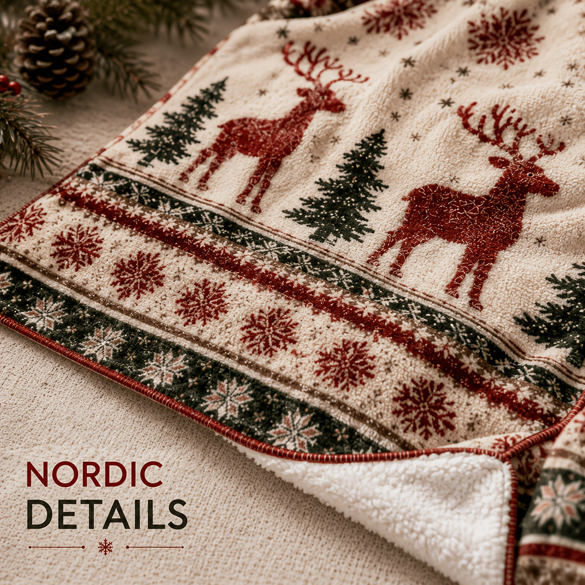 Blanket, Nordic Caribou Snowflake Christmas Flannel Blanket Autumn and Winter Warmth Living Room Sofa Blanket Bedroom Blanket Lunch Break Air Conditioning Blanket