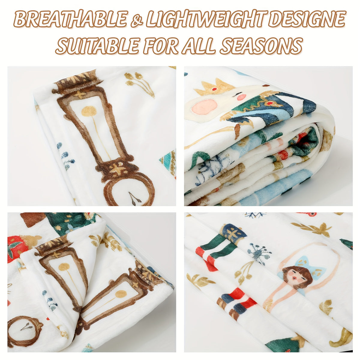 1pc Christmas Holiday Blanket, Christmas Pattern Print Design, Body Cover Blanket, Soft Fleece Plush Surface, Lightweight And Durable, Multi-Size Available, Suitable for Christmas Decoration, Living Room Leisure, Bedroom Sleep, Holiday Parties