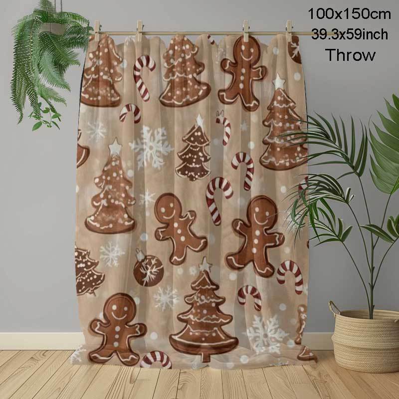 1 Gingerbread Christmas Pattern Blanket, Holiday Pattern Design, Soft Suede, Lightweight And Durable Flank Material, Available in Multiple Sizes, Perfect for Christmas, Living Room Sofa, Bedroom Sofa Spreader, Holiday Gift