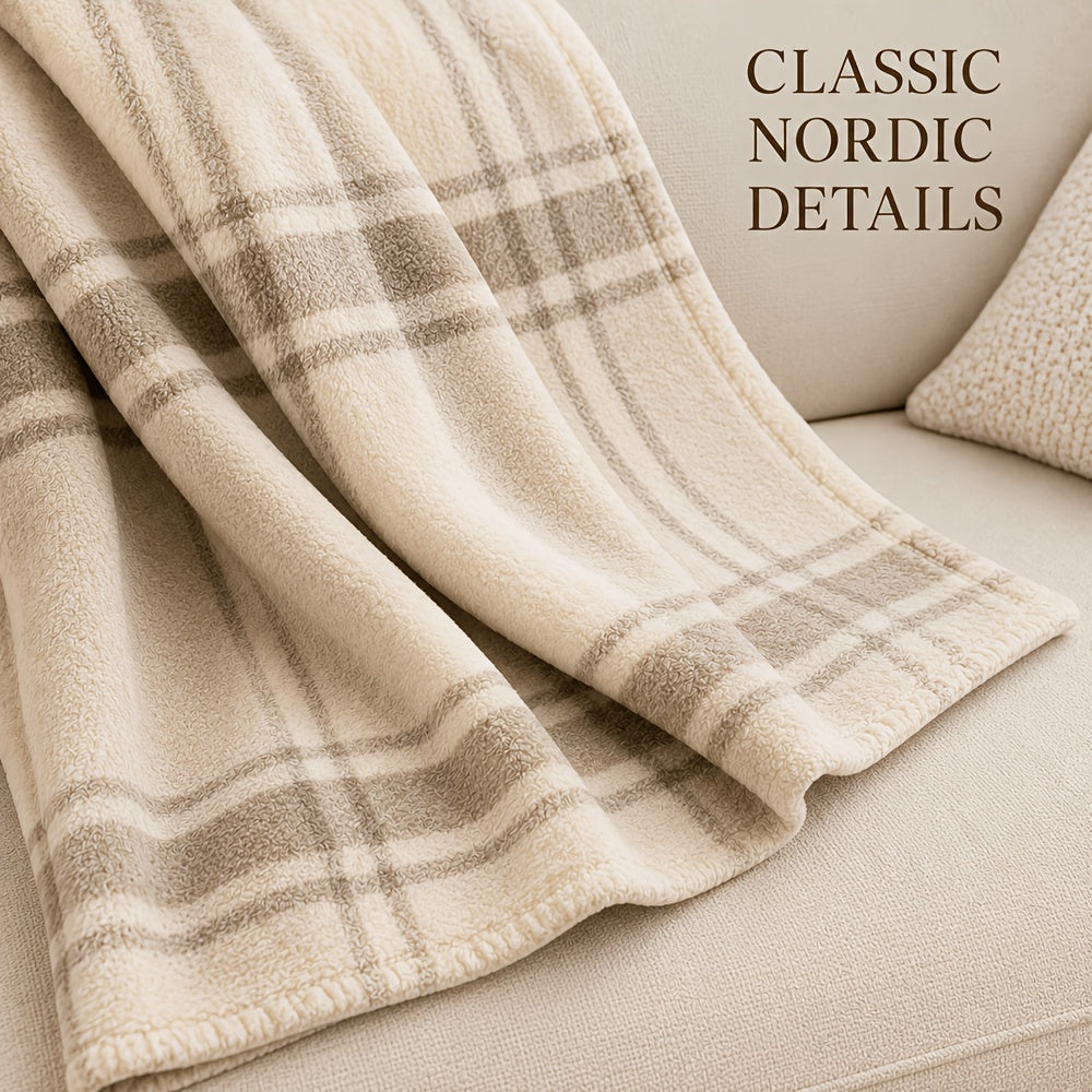 Flannel Blanket, Nordic Oatmeal Plaid Flannel Blanket Autumn and Winter Warm Living Room Sofa Blanket Bedroom, Tail Blanket Lunch Break Air Conditioning Blanket