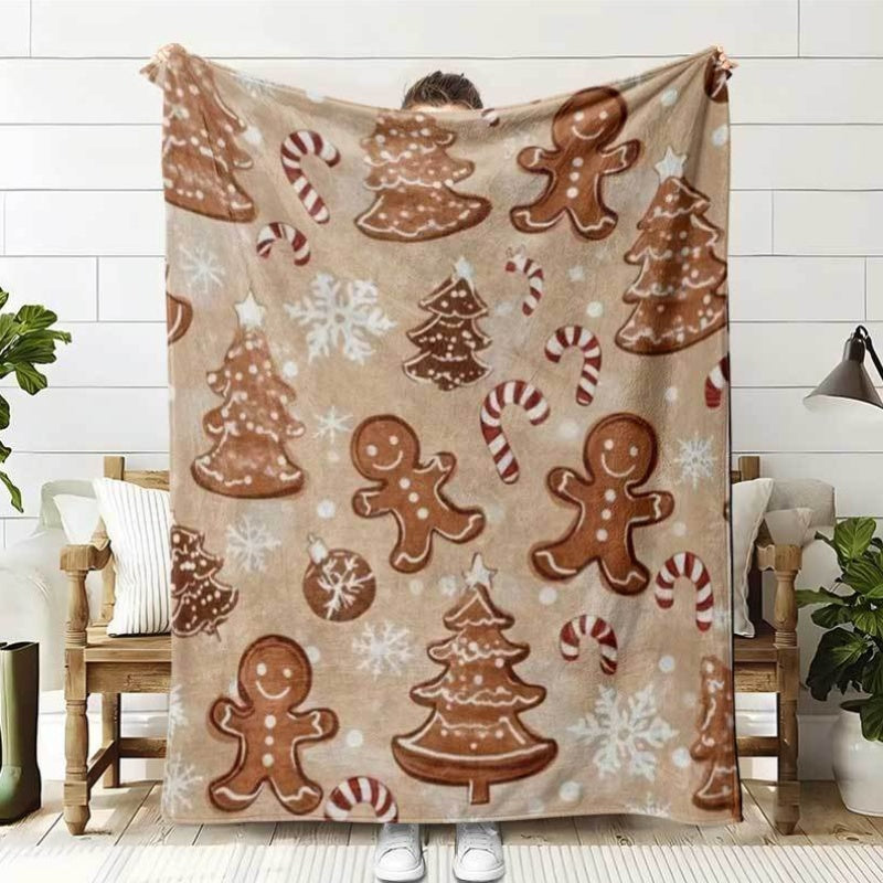 1 Gingerbread Christmas Pattern Blanket, Holiday Pattern Design, Soft Suede, Lightweight And Durable Flank Material, Available in Multiple Sizes, Perfect for Christmas, Living Room Sofa, Bedroom Sofa Spreader, Holiday Gift
