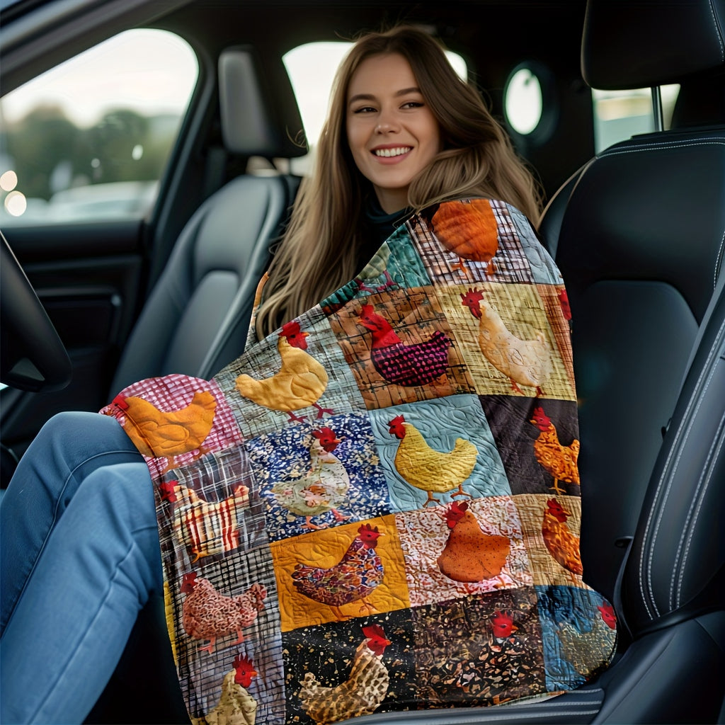 1pc Chicken-Pattern Flannel Blanket, Soft, Comfortable, and Warm, Colorful Vintage Design, Durable Plush Surface, All-Season Bed Blanket, Warm Throw Blanket, Multiple Sizes Available, Suitable for Living Room Sofa, Bedroom Bed, Study Reading