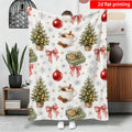 2D Flat Printing, 1pc, Easy Healing White Background Fresh Watercolor Christmas Tree Bow Flannel Blanket, Universal for All Seasons, Suitable for Office, Family, Outdoor Camping, Travel, Single-Sided Printing, Warm Home Decoration