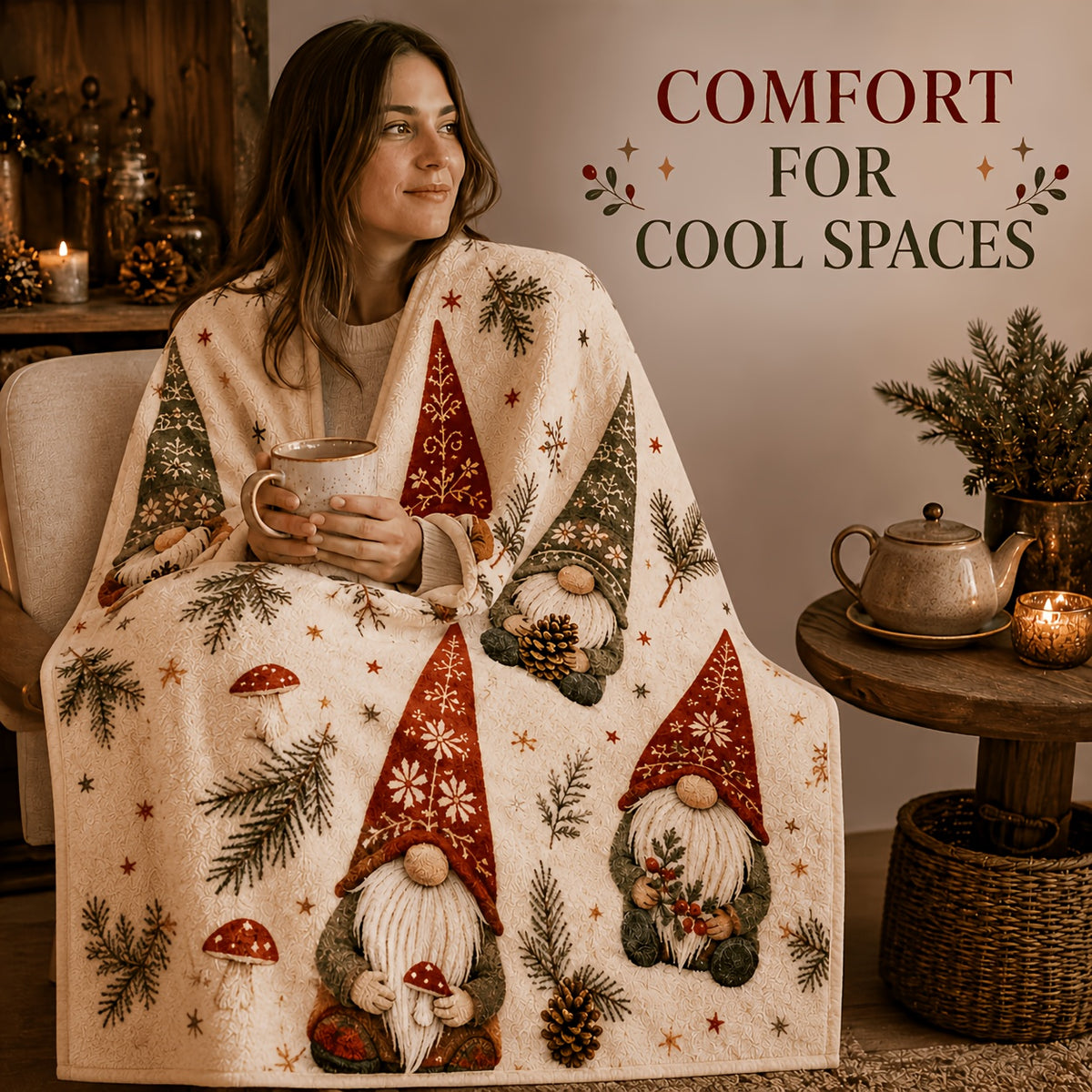 Blanket, Folk Christmas Dwarf Flannel Blanket Autumn And Winter Warm Living Room Sofa Blanket Bedroom Blanket Lunch Break Air Conditioning Blanket